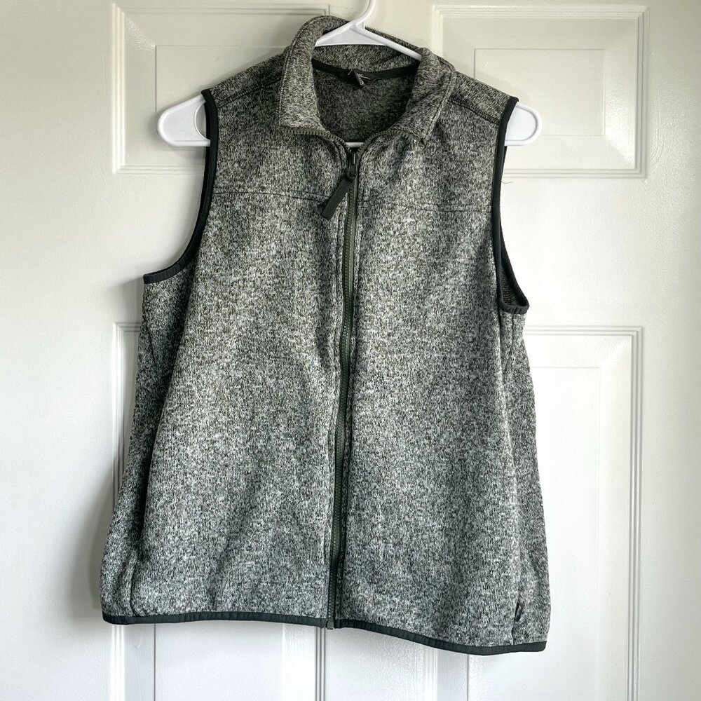 Eddie Bauer Sporty Fleece Zipper Vest Size XL Heather Green Sportwear Jacket